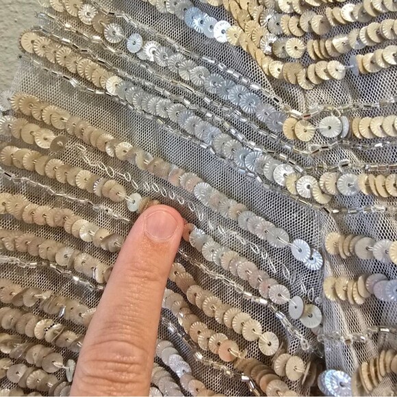 Johnny Was Champagne Beaded Mesh Dress Sz 8 NWT - Picture 13 of 13